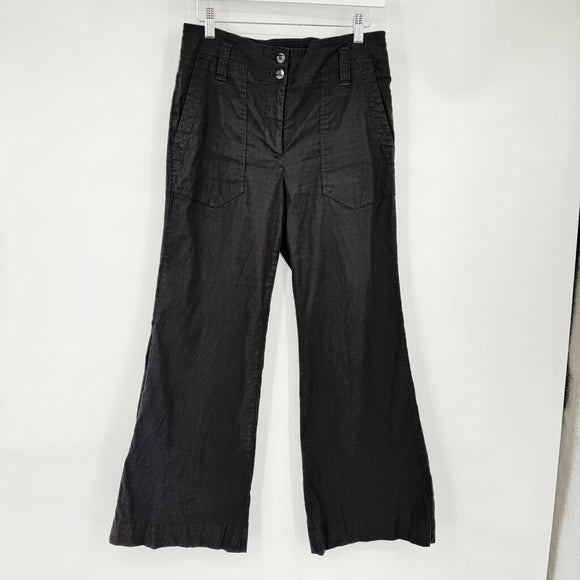 women Maeve - Anthro Naomi Wide Leg Flare Black Pants 10