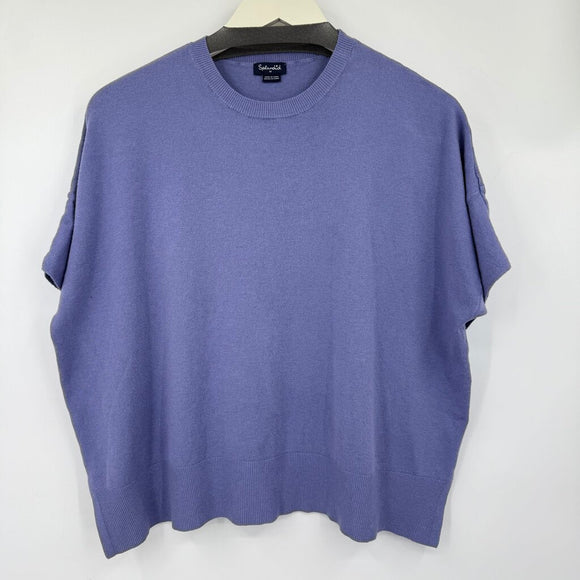 women Splendid Fine Gauge Short Sleeve Periwinkle Purple Sweater M