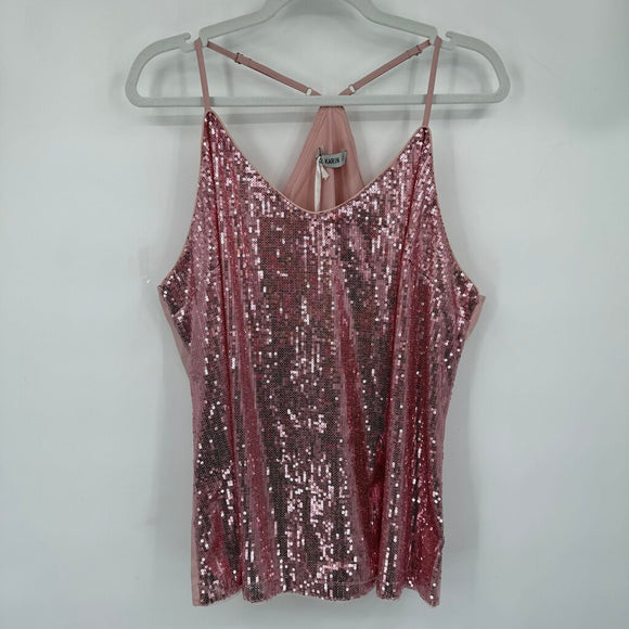 women Grace Karin NWT Sequin Cami Tank Pink Woven Top 2XL