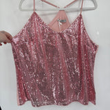 women Grace Karin NWT Sequin Cami Tank Pink Woven Top 2XL