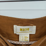 women Maeve - Anthro Linen Blend Wide Leg Button Fly Cedar Brown Pants 6