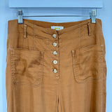 women Maeve - Anthro Linen Blend Wide Leg Button Fly Cedar Brown Pants 6