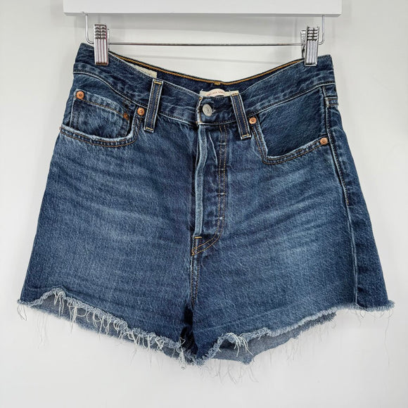 women Levi's Premium Ribcage Blue Shorts 27/4