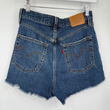 women Levi's Premium Ribcage Blue Shorts 27/4