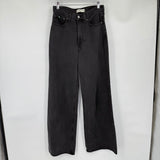 women Abercrombie & Fitch Wide Leg High Rise Aged Black Jeans 26L