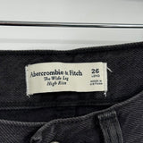 women Abercrombie & Fitch Wide Leg High Rise Aged Black Jeans 26L