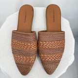 women Lucky Brand Woven Vegan Leather Mules Brown Shoes 10/42