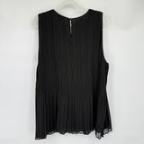 women Halogen NWT Micropleat Sleeveless Black Woven Top 3X