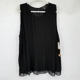 women Halogen NWT Micropleat Sleeveless Black Woven Top 3X