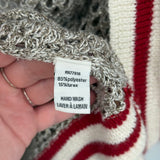 women Maeve - Anthro Metallic Varsity Kimono Open Front Cardigan Tan/Red/White Sweater One Size