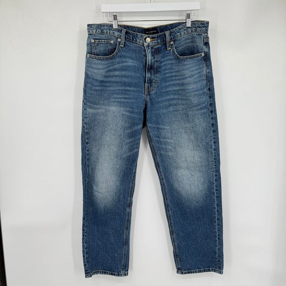 women Lucky Brand Boy Mid Rise Relaxed Straight Blue Jeans 10/30