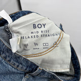 women Lucky Brand Boy Mid Rise Relaxed Straight Blue Jeans 10/30