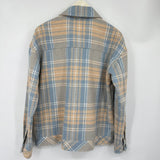 women Boston Traders Plaid Shacket Blue Tan Jacket M