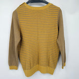 women Boden Striped Knit Pullover Yellow Gray Sweater 12