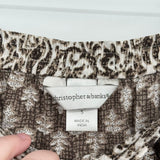 women Christopher & Banks Patterned Tiered Midi Brown White Skirt S