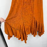 women Just Cruising Bohemian Midi Burnt Orange Skirt L/XL