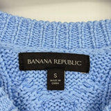 women Banana Republic Cotton Cable Crew MSRP $160 Blue Sweater S