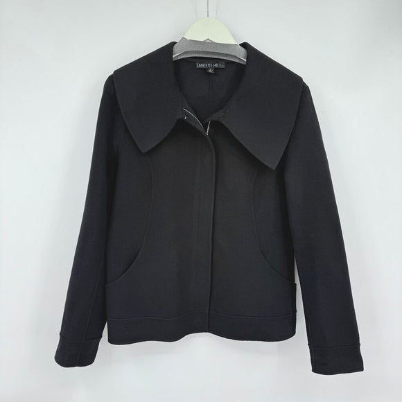 women Lafayette 148 Wool/Angora Full Zip Black Jacket 12