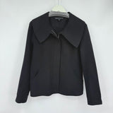women Lafayette 148 Wool/Angora Full Zip Black Jacket 12