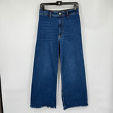 women Zara High Rise Wide Leg Blue Jeans 8