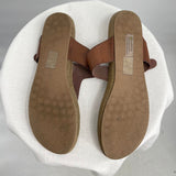 women Blowfish T-Strap Flat Sandals Brown Shoes 9.5