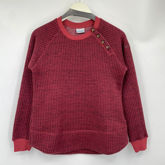 women Columbia Chillin Houndstooth Marsala Red Sweater S