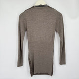 women Alberto Makali Wool Blend Textured Tunic Taupe Brown Sweater S