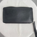 women All Saints Pebble Leather Zip Wallet Black Purse 8x4