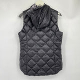 women Gerry Reversible Down Hooded Puffer Vest Gray Jacket L