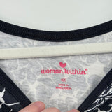 women Woman within Floral Tee Navy Blue White Knit Top 4X