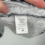 women Woman within Floral Tee Navy Blue White Knit Top 4X