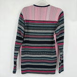 men Mr Turk Patterned Long Sleeve Henley Navy Blue Teal, Cream Pink Knit Top XS