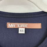 men Mr Turk Patterned Long Sleeve Henley Navy Blue Teal, Cream Pink Knit Top XS