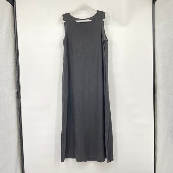 women CP Shades Sleeveless Linen Irish Linen Maxi Aged Black Dress S