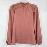 women Knox Rose Satin Ruffle Blouse Rose Woven Top XS