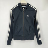 women Adidas Full Zip Hoodie Black White Sweatshirt S