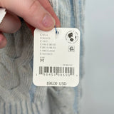 women Free People NWT Washed Cable V-Neck Pale Blue Sweater M