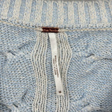 women Free People NWT Washed Cable V-Neck Pale Blue Sweater M