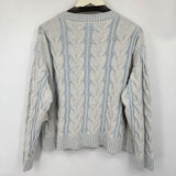 women Free People NWT Washed Cable V-Neck Pale Blue Sweater M