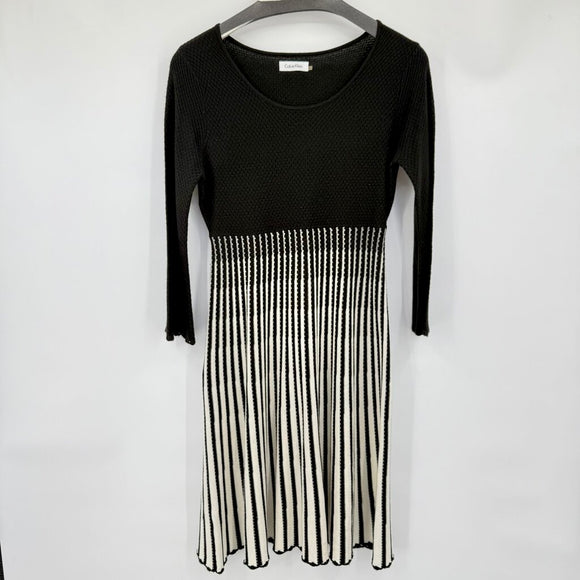 women Calvin Klein Striped Sweater Dress Black White Dress M
