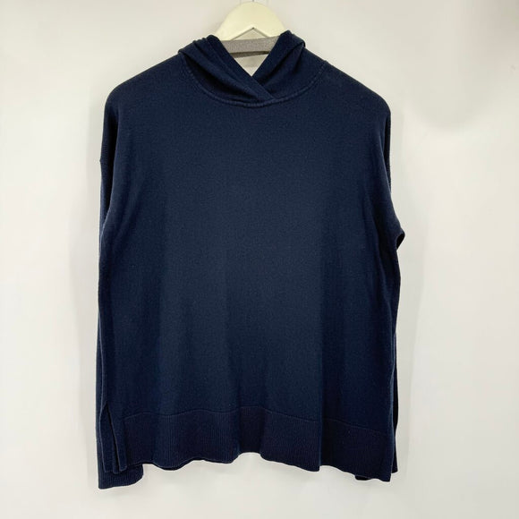 women Banana Republic Factory Hooded Cotton Blend Navy Sweater M