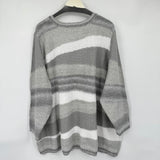 women Catherine's Striped Metallic Gray White Sweater 4X