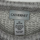 women Catherine's Striped Metallic Gray White Sweater 4X