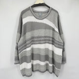 women Catherine's Striped Metallic Gray White Sweater 4X