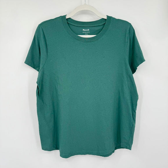 women Madewell Softfade Cotton Tee Pine Green Knit Top L