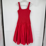women Hutch - Anthro NWT Sleeveless Smocked Drop-Waist Midi Dress Hibiscus Red Dress M