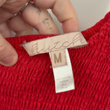 women Hutch - Anthro NWT Sleeveless Smocked Drop-Waist Midi Dress Hibiscus Red Dress M