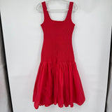 women Hutch - Anthro NWT Sleeveless Smocked Drop-Waist Midi Dress Hibiscus Red Dress M