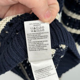 women Lucky Brand Striped Open Knit Navy and White Sweater L
