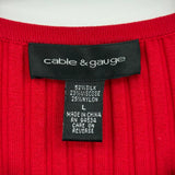 women Cable & Gauge Silk Blend Ribbed Cardigan Red Sweater L